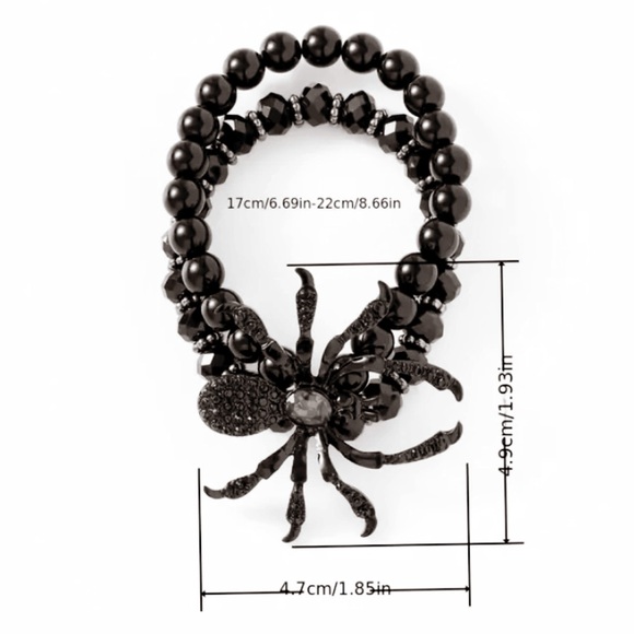 Gothic Rhinestone Spider Beaded Bracelet - Picture 4 of 4